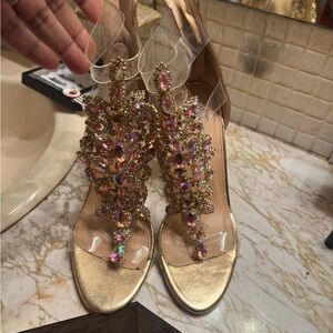 Elegant Gold Embellished Heels